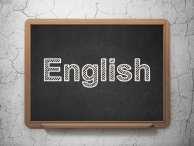 Eğitim kavramı: Kara tahta zemin üzerine İngilizce