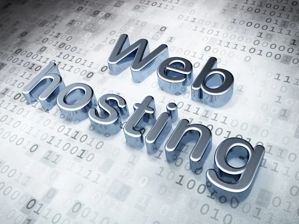 Концепция веб-дизайна SEO: Silver Web Hosting на цифровом фоне — стоковое фото