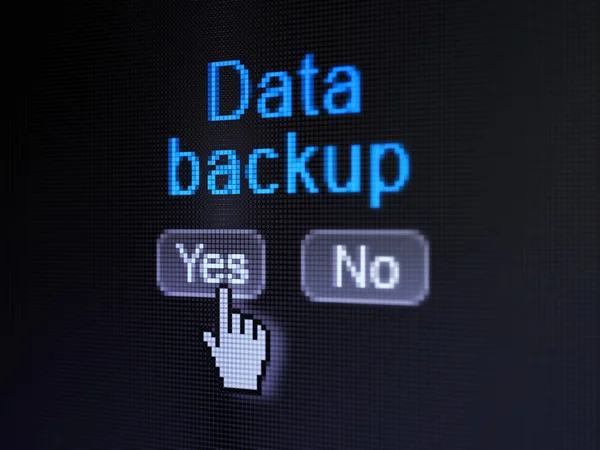 Conceito de dados: Backup de dados na tela do computador digital — Fotografia de Stock