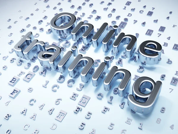 教育の概念: 銀のデジタル背景に関するオンライン トレーニング — ストック写真