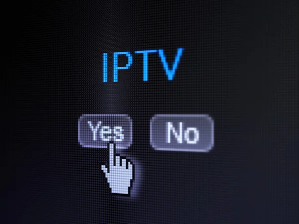 Концепция веб-разработки: IPTV на экране цифрового компьютера — стоковое фото