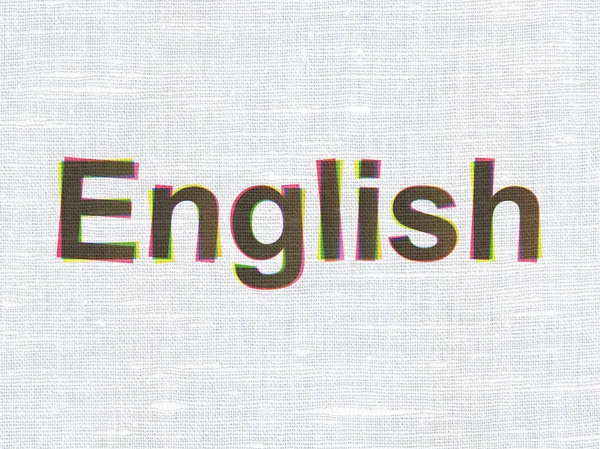 Концепция образования: английский язык на фоне текстуры ткани — стоковое фото