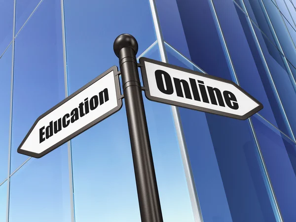 Education concept: sign Online Education on Building background — Stok fotoğraf