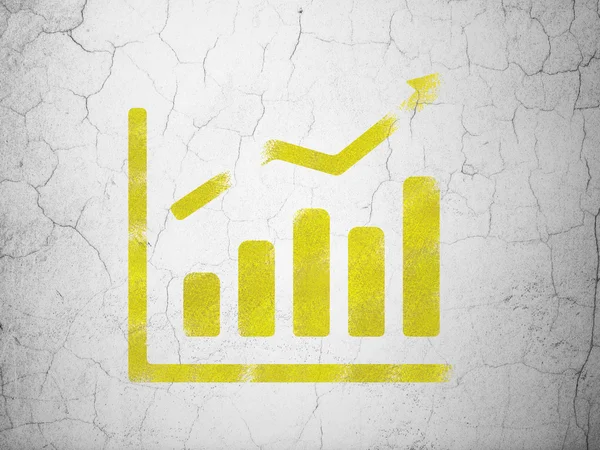 Concepto de negocio: Gráfico de crecimiento sobre fondo de pared — Foto de Stock