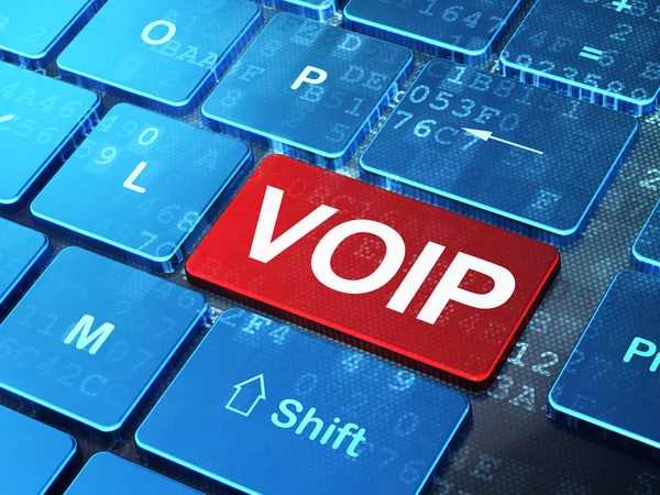 Conceito de Web design: VOIP no fundo do teclado do computador — Fotografia de Stock