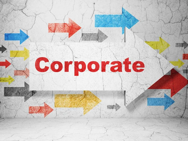 Finans konceptet: pil med corporate på grunge vägg bakgrund — Stockfoto
