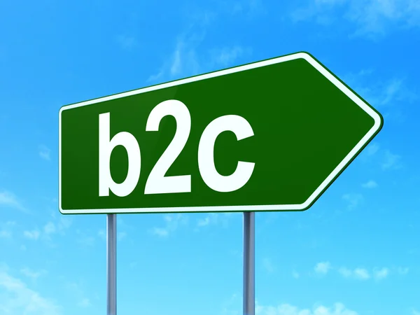 Konsep bisnis: B2c pada latar belakang rambu jalan — Stok Foto