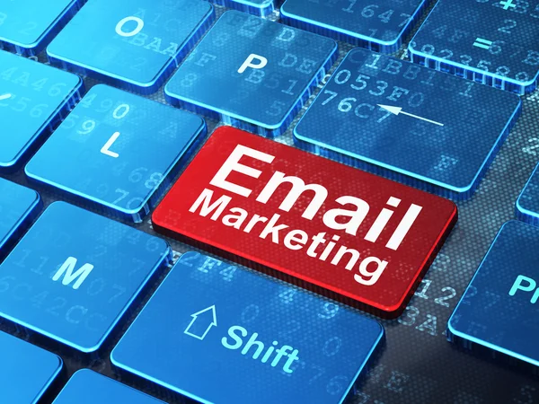 Financiën concept: e-mailmarketing op computer toetsenbord achtergrond — Stockfoto