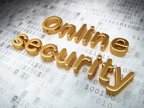 Conceptul de siguranță: Golden Online Security pe fundal digital — Fotografie, imagine de stoc