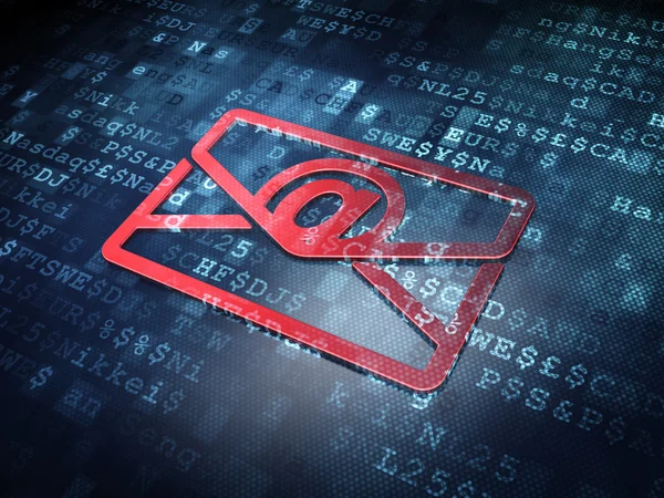 Conceito de negócio: Email vermelho em fundo digital — Fotografia de Stock