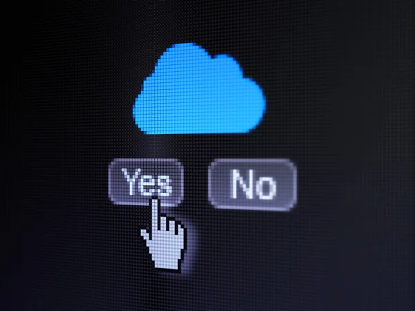 Concetto di cloud computing: cloud sullo schermo del computer digitale — Foto Stock