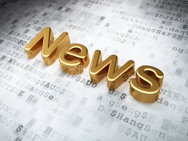 Concetto di notizie: Golden News su sfondo digitale — Foto Stock