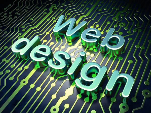 SEO web development concept: Web Design on circuit board background — Stock Photo, Image