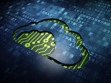 Bulut teknoloji kavramı: dijital ekran arka planı üzerinde bulut