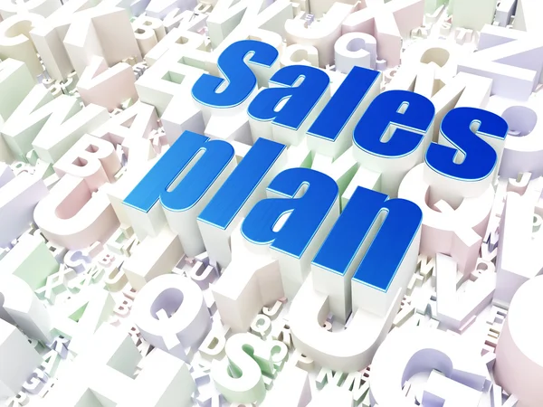 Conceito de marketing: Plano de vendas em plano de fundo alfabeto — Fotografia de Stock