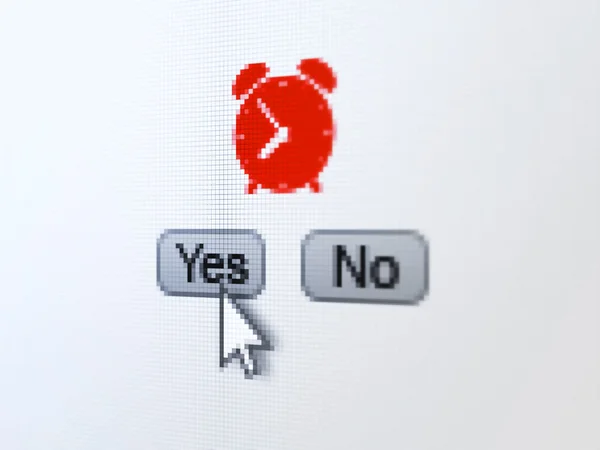 Conceito de tempo: Relógio de alarme na tela do computador digital — Fotografia de Stock