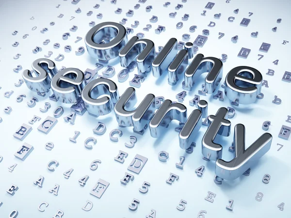 Datenschutzkonzept: Silberne Online-Sicherheit auf digitalem Hintergrund — Stockfoto