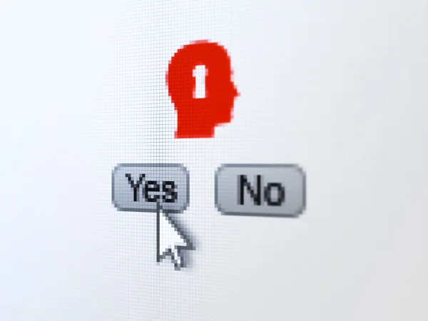 Conceito de segurança: Cabeça com fechadura na tela do computador digital — Fotografia de Stock
