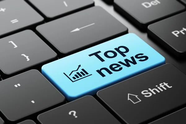 News concept: Growth Graph and Top News on computer keyboard background — Stock Photo, Image