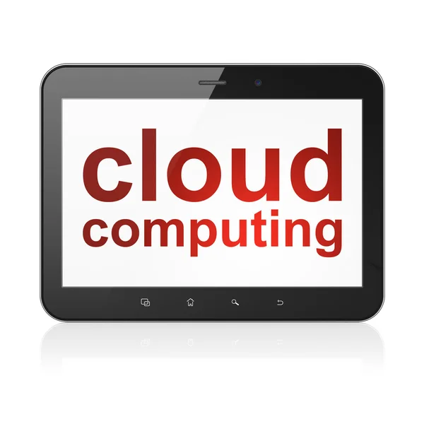 Cloud síťový koncept: cloud computingu v počítači tablet pc — Stock fotografie
