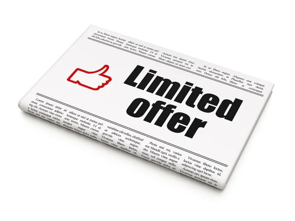 Finance concept: newspaper with Limited Offer and Thumb Up — Stock Photo, Image