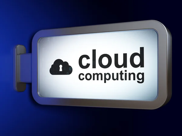 Cloud computing koncepció: a számítási felhő és felhő a kulcslyuk billboard háttér — Stok fotoğraf