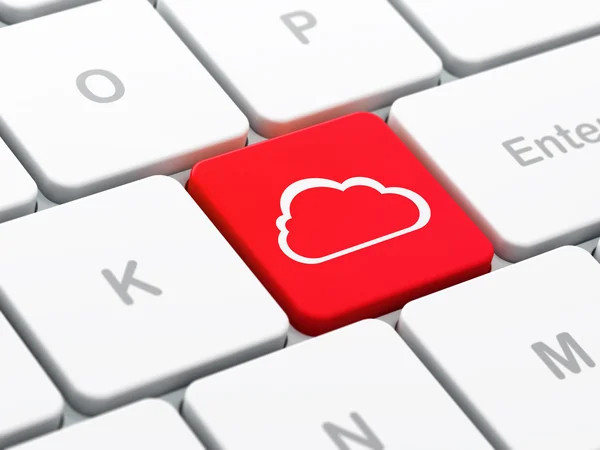 Cloud computing koncept: moln på dator tangentbord bakgrund — Stockfoto