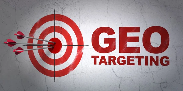 Concepto de negocio: target y Geo Targeting sobre fondo de pared —  Fotos de Stock