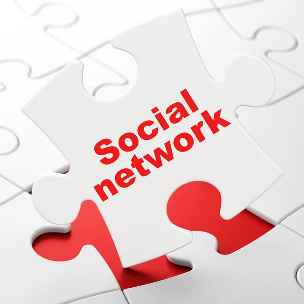 Koncepcja społecznej media: sieć społeczną na tło układanki — Zdjęcie stockowe