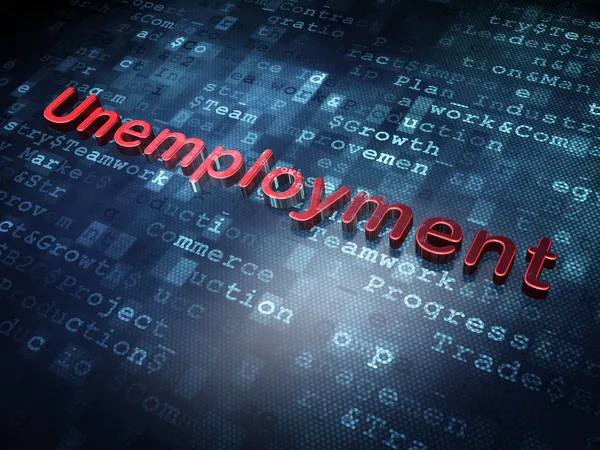 Concetto di finanza: disoccupazione rossa su sfondo digitale — Foto Stock