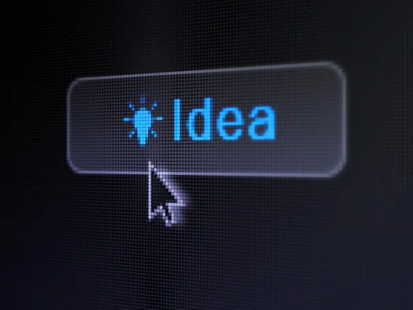 Маркетинговая концепция: Идея и лампочка на фоне цифровых кнопок — стоковое фото