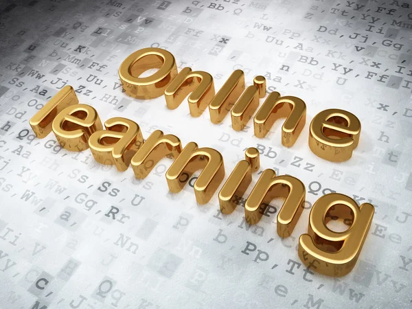 Onderwijs concept: gouden online leren op digitale achtergrond — Stockfoto