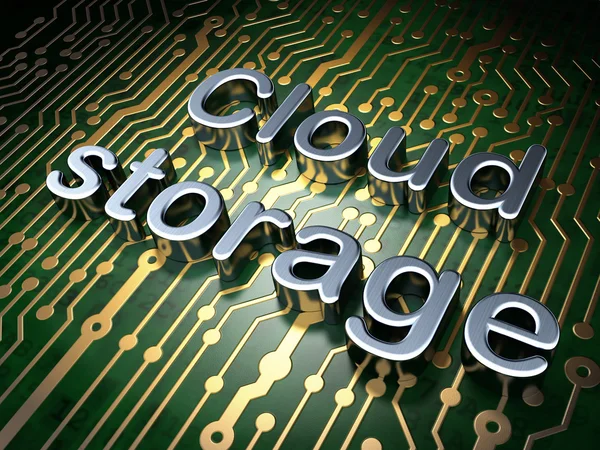 Cloud computing concept: Cloud Storage on circuit board background — Stock Photo, Image