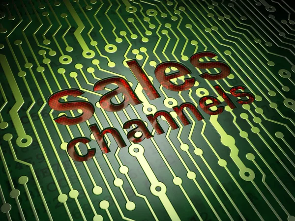 Advertising concept: Sales Channels on circuit board background — Stock Photo, Image