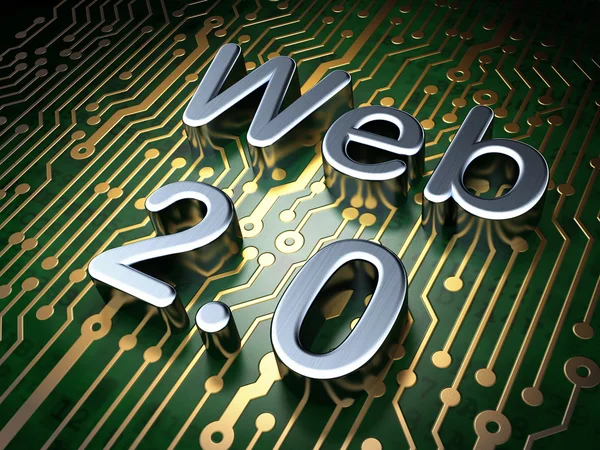 SEO web design concept: Web 2.0 on circuit board background — Stock Photo, Image