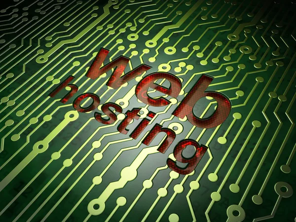 SEO web design concept: Web Hosting op circuit bord achtergrond — Stockfoto