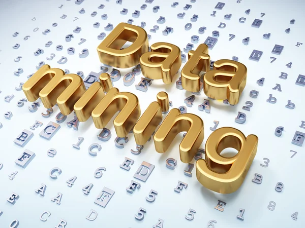 Concepto de información: Golden Data Mining sobre fondo digital — Foto de Stock