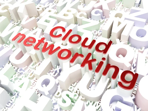 Cloud netwerken concept: cloud netwerken op alfabet achtergrond — Stockfoto