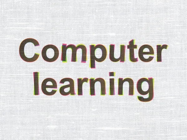 Bildungskonzept: Computerlernen auf textilem Hintergrund — Stockfoto
