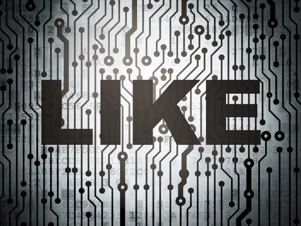 Concetto di social media: circuito stampato con Like — Foto Stock