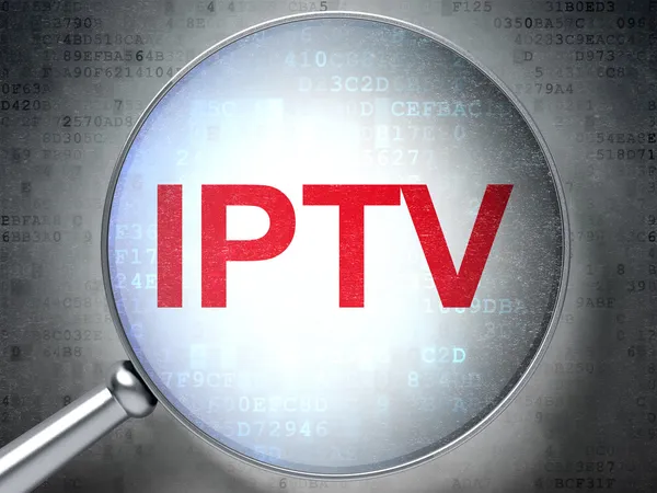 Seo web development concept: iptv mit optischem Glas — Stockfoto