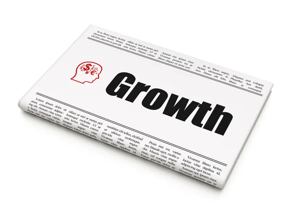 Business concept: newspaper with Growth and Head With Finance Symbol — Stock Photo, Image