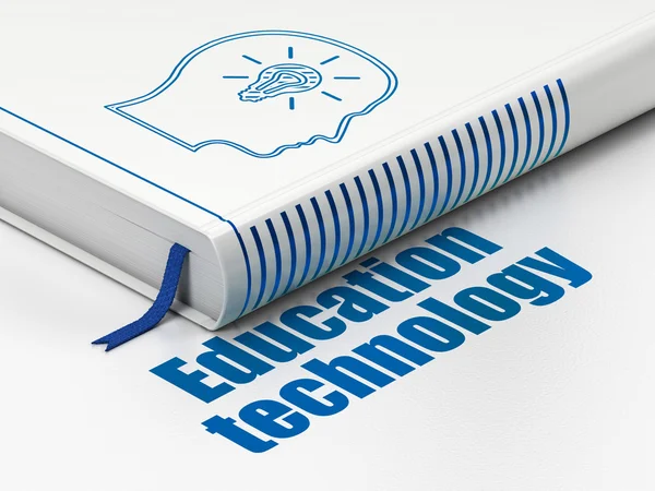 교육 개념: 전구, 흰색 바탕에 교육 기술 머리 예약 — 스톡 사진