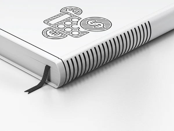 Концепция бизнеса: закрытая книга, калькулятор на белом фоне — стоковое фото