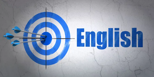 Concetto di istruzione: target e inglese su sfondo muro — Foto Stock