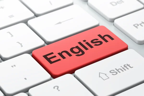 Conceito de educação: Inglês no fundo teclado do computador — Fotografia de Stock
