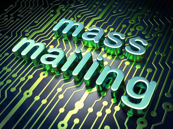 Concetto pubblicitario: Mailing di massa sullo sfondo del circuito stampato — Foto Stock