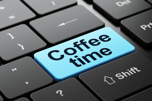 Time concept: Coffee Time on computer keyboard background — Stock Photo, Image