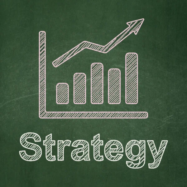 Concepto de negocio: Gráfico de crecimiento y estrategia en el fondo de pizarra — Foto de Stock