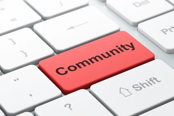 Social media concept: Community on computer keyboard background — Stock Photo, Image